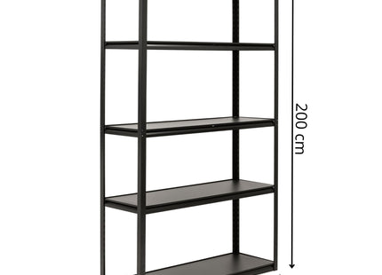 Stellingkast - Opbergrek - 750 kg - Draagkracht - Zwart - 5 Etages - 200x120x40 cm