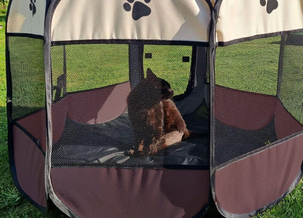 Puppyren | Hondenren | Opvouwbare dierenren | 81 cm | Bruin/Zwart/Beige