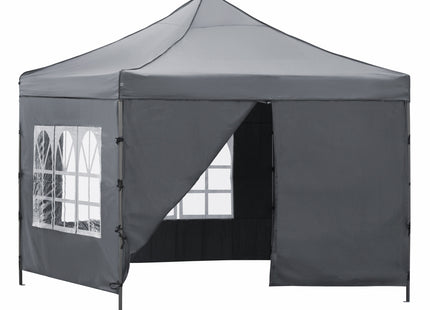 Partytent - 300x300xcm - Hoogte Verstelbaar - PVC - Polyester - Harmonica- Frame -Donkergrijs