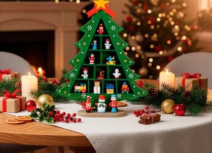 Kerstfiguur - Kerstboom - Kerstversiering - Hout - 28 cm