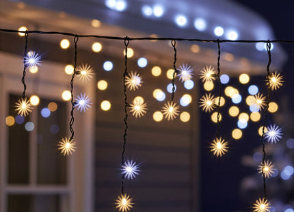Lichtgordijn | IJspegel Verlichting | 50 LEDs | Warm wit + Koud wit flits | 2,5 M