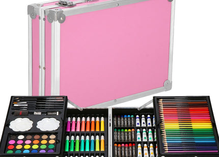 Tekendoos | Tekenkoffer | 145 Delig | 34 x 23 x 8.3 cm | Roze