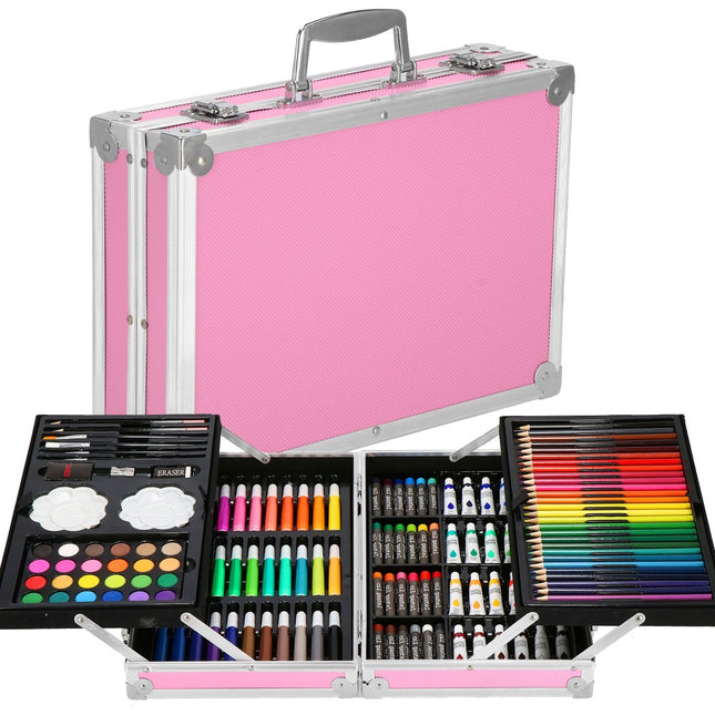 Tekendoos | Tekenkoffer | 145 Delig | 34 x 23 x 8.3 cm | Roze