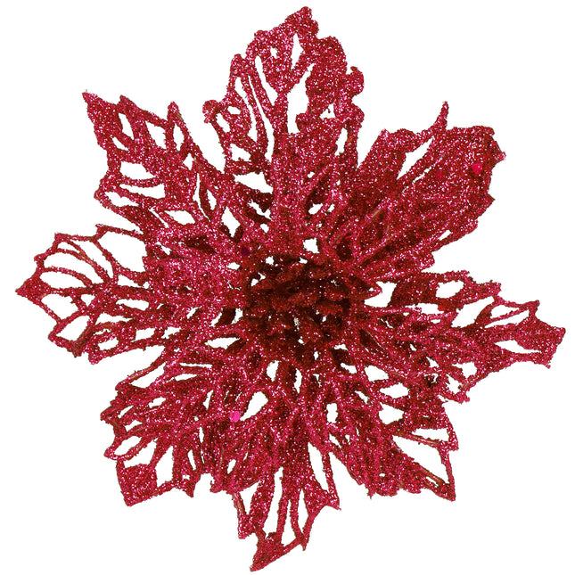 Kunstbloem - Kunststof - Roze - Glitters - 13 cm