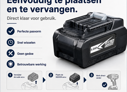 SQOON® Accu geschikt voor Makita XGT 40V Max gereedschap - 191B26-6 / BL4040 - 4.0Ah Li-ion 21700