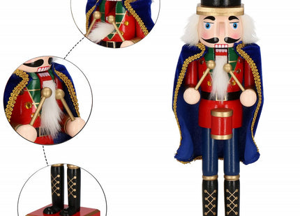 Notenkraker Kerst | 38 cm | Blauw/Rood/Goud/Zwart/Groen