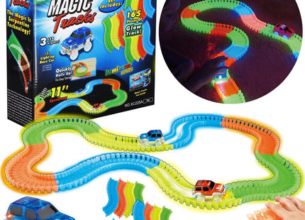 Racebaan - LED Verlichte Raceauto - 220 Delen - Glow In The Dark