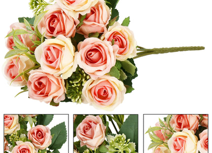 Kunstboeket - Sierboeket - Decoratief - Rozen - Decoratief -Rood - 10 Stuks - 29 cm