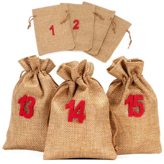 Adventskalender | 24 lades | Stof | Zakjes