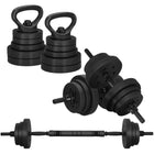 Dumbellset - 6 in 1 Springos Kettlebell Pro Set - 20 KG - Halter Verlengstuk - Verstelbaar - Complete Set - Thuis Sporten - Zwart
