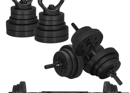 Dumbellset - 6 in 1 Springos Kettlebell Pro Set - 20 KG - Halter Verlengstuk - Verstelbaar - Complete Set - Thuis Sporten - Zwart