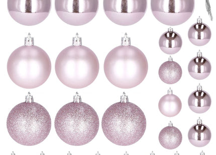 Kerstballen | 25 Stuks | 2,5 cm/4 cm | Roze Tinten