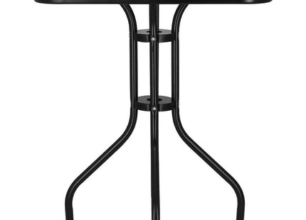 Tuintafel | 60 x 60 x 70 cm | Buitentafel | Bijzettafel Buiten | Metaal | Gehard Glas | Vierkant | Zwart