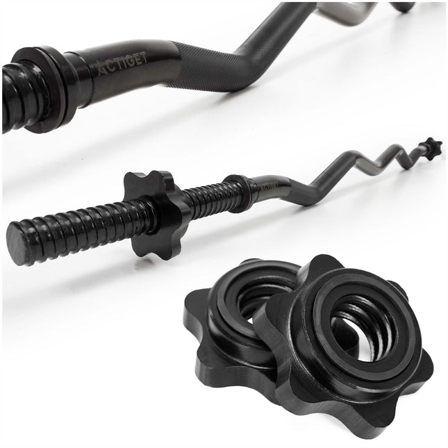 Actiget® Curlstang | Halterstang | Barbell | Chroomstaal | Verbogen | 120 cm | 25 mm | 2 Klemmen