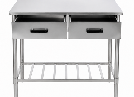 Buitenkeuken - Werktafel - 2 Lades en Opbergrek - RVS - 100x50,5x87 cm