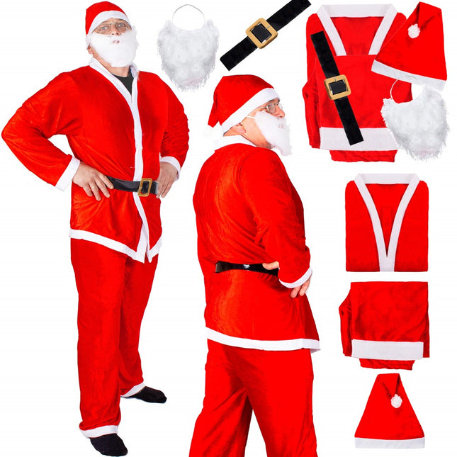 Kerstman Kostuum | 5-Delig | Rood/Wit