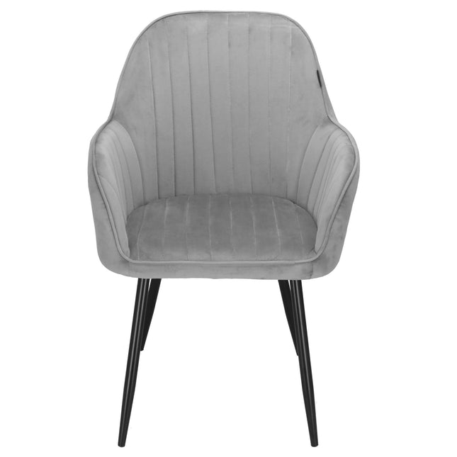Stoel - Gestoffeerd - Fluwelen - Metaal - Woonkamer - Keuken - Eetkamer - Interieur - Grijs