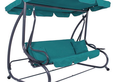 Schommelbank | Venezia-Schommel | 3-zits | Waterafstotend | Inclusief 2 Kussens | Verstelbare Luifel | 163 x 193 x 120 cm | Turquoise