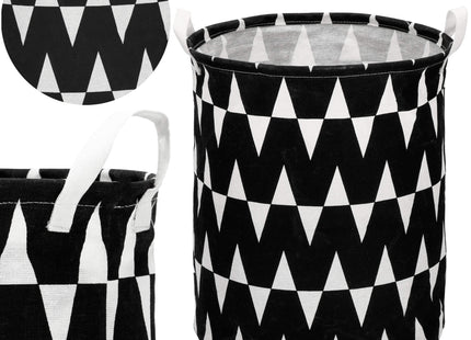 Opbergmand - Speelgoedmand - Kledingmand - Organizer - Handvatten - Geometrisch - Zwart - Wit