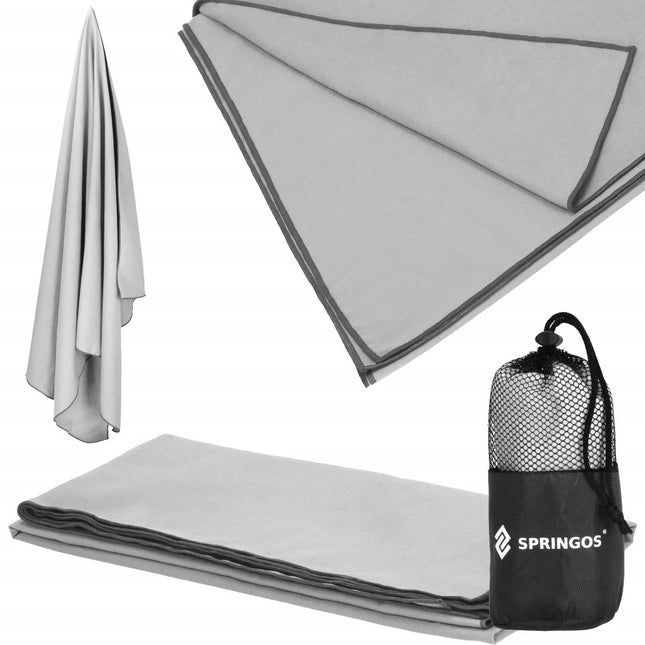 Strandlaken | Badlaken | Strandhanddoek | Microvezel | 40 x 80 cm | Lichtgrijs