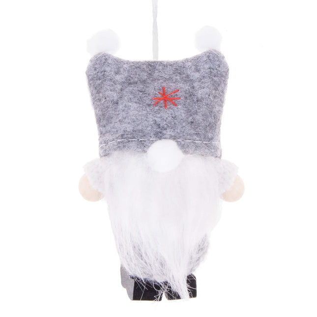 Kerstkabouter - Kersthanger - Kerstdwerg - Kerstversiering - Grijs - 8 cm