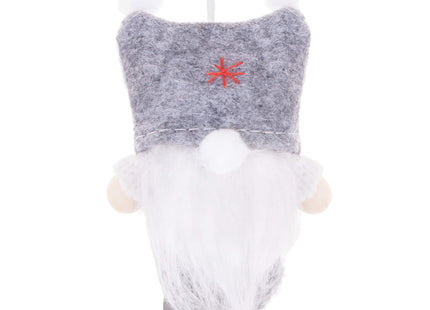 Kerstkabouter - Kersthanger - Kerstdwerg - Kerstversiering - Grijs - 8 cm