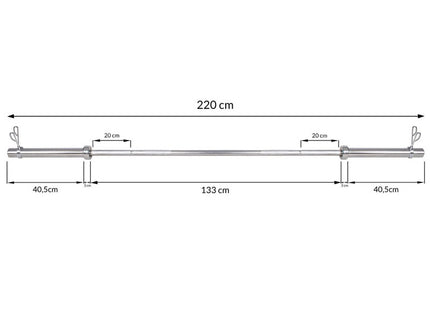 Halterstang | Barbell | Chroomstaal | 220 cm | 50 mm