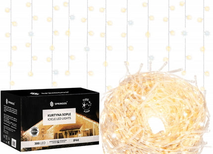 IJspegel Verlichting | 12 m + 2.5 m Snoer | 300 LED | Flash | Koppelbaar | Warm Wit