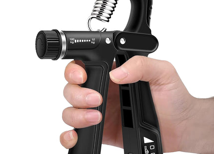 Handtrainer | Handknijper | Zwart/Grijs | Teller |  10- 100 Kg