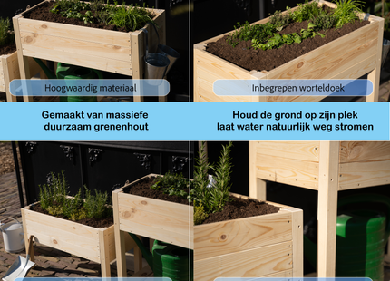 Kweekbak - Plantenbak - Moestuin - Planten - Hout -Rechthoekig - Naturel - 80 x 40 x 78 Cm