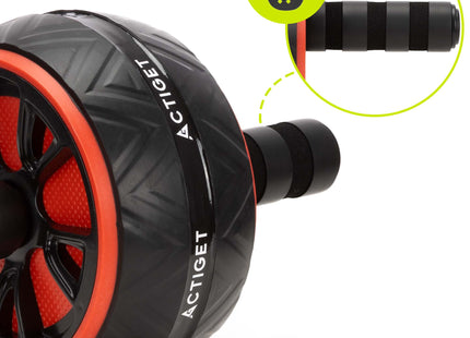Buikspierwiel | AB Wheel | Buikspierroller | Inclusief Kniemat | Extra Breed | Zwart/Rood