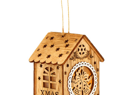 Kersthanger | Kerstversiering | Kerstboomhanger | Lichtgevend | Huis | Bel | 9 cm