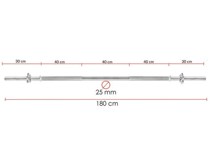 Halterstang | Barbell | Chroomstaal | 180 cm | 25 mm