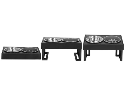 Voerbak | Dubbel | Metalen | 3 Hoogte niveaus | Vertragend