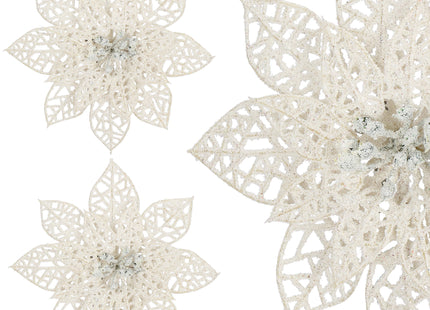 Kerstboomhanger | Met Clip | Ster van Bethlehem | Wit Glitter | 13 Cm