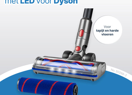 SQOON Stofzuiger Mondstuk Geschikt voor Dyson Stofzuiger V7 / V8 / V10 / V11 en v15 Series - Met Twee Borstels - Zuigmond voor Dyson Steelstofzuiger - LED Licht