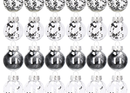 Kerstballen | Transparant | 24 Stuks | 5 cm | Zwart