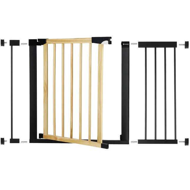 Traphekje | 75 - 117 cm | Traphek | Veiligheidshekje | Metaal | Hout | Zwart/Bruin