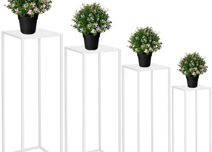 Plantenzuil | Plantentafel | Planten Etagère | Set van 4 | Metaal | Wit