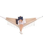 Hangmat | Extra Stevig | Met Franje | Inclusief Kussens | Beige | 200 x 150 cm