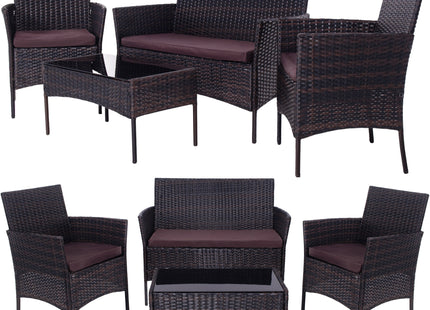 Tuinset - 4 Delig - Stoelen - Bank - Tafel - Rotan - Bruin