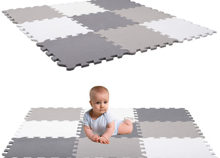 Speelmat | Speelmat Foam | Puzzelmat | Figuren | 9 Puzzelstukken | Grijs | 95.5 x 95.5 cm