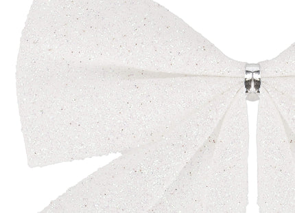 Kerstboomhanger | Strik | Wit | Glitter | 3 Stuks | 11 Cm