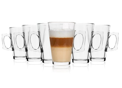 Koffie- en theeglazen Set van 6 - Latte en ijsdesserts -  Handvat - 225 ML