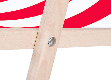 Strandstoel - Verstelbaar - Beukenhout - Hangemaakt - Rood / Wit