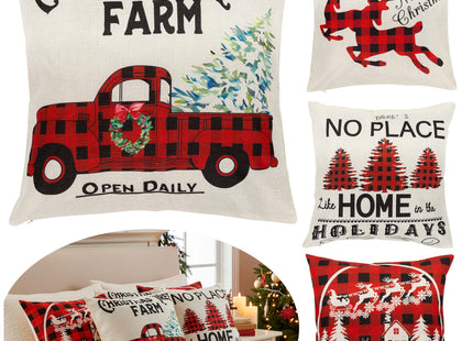 Sierkussenhoes | Kussenhoes | Kussensloop | Woonaccessoires | 40 x 40 cm | 4 Stuks | Kerstpatronen