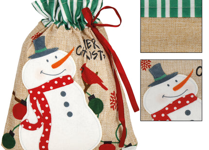 Kerstzak | Cadeautas | Sneeuwpop | 28 x 21 cm
