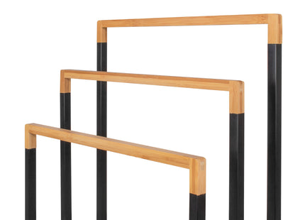 Handdoekrek | Metaal/Hout | Staand | Zwart