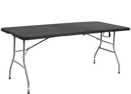 Klaptafel | Vouwtafel | Kampeertafel | Inklapbaar | Draagbaar | 180 x 75 cm | Zwart/Grijs