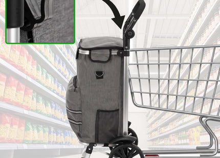 Boodschappentrolley - Boodschappenkrat - Opvouwbaar - Met Twee Wielen - Grijs - Zwart - 42 L - 30 KG - 100 x 47 CM